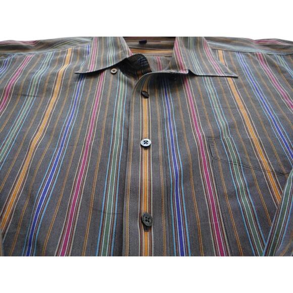 Alan Flusser XL Men's Casual Button-Up Shirt Striped Cotton - Picture 3 of 3